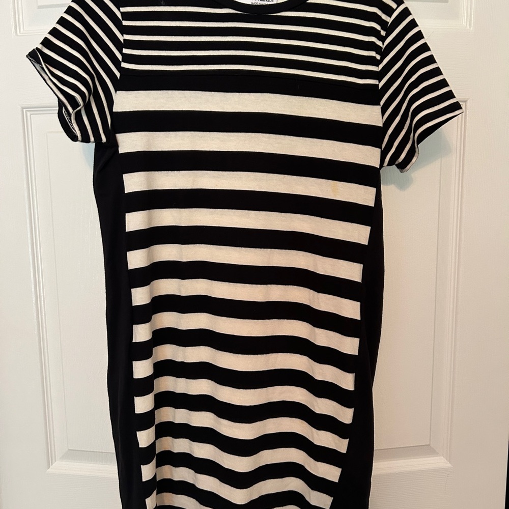 Zara Monochrome Striped Tee Dress
